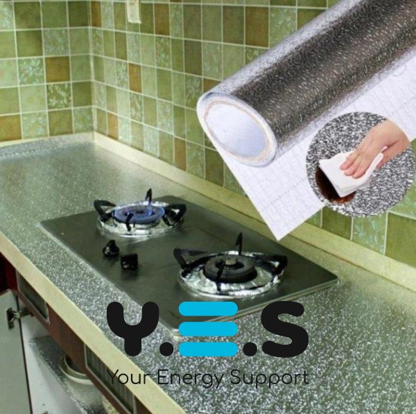 Самоклеюча водостійка захисна фольга для кухні від жиру й температур, 200×60 см