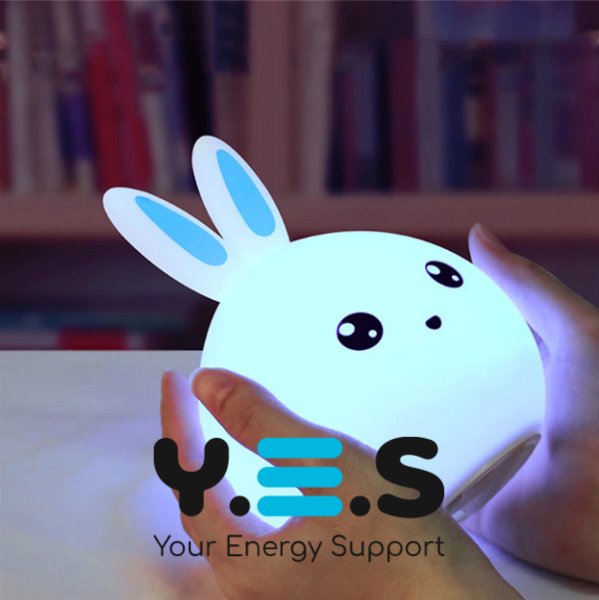 Дитячий LED нічник «Зайчик» Rabbit Soft Touch, силіконовий, акумулятор, 7 режимів світіння