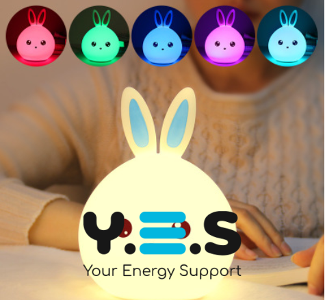 Дитячий LED нічник «Зайчик» Rabbit Soft Touch, силіконовий, акумулятор, 7 режимів світіння