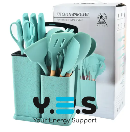 Кухонний набір ножів та інструментів Kitchenware Set 20 предметів з підставкою і дошкою