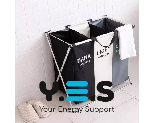 Кошик для сортування білизни на 3 секції з ручками, 150 л