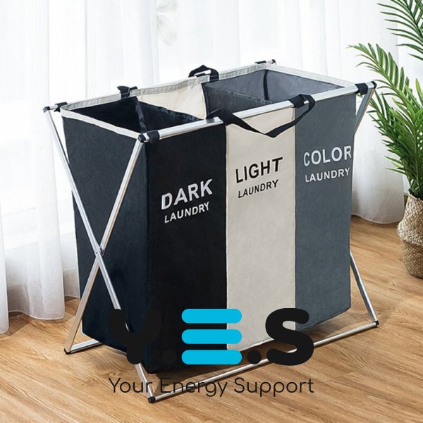Кошик для сортування білизни на 3 секції з ручками, 150 л