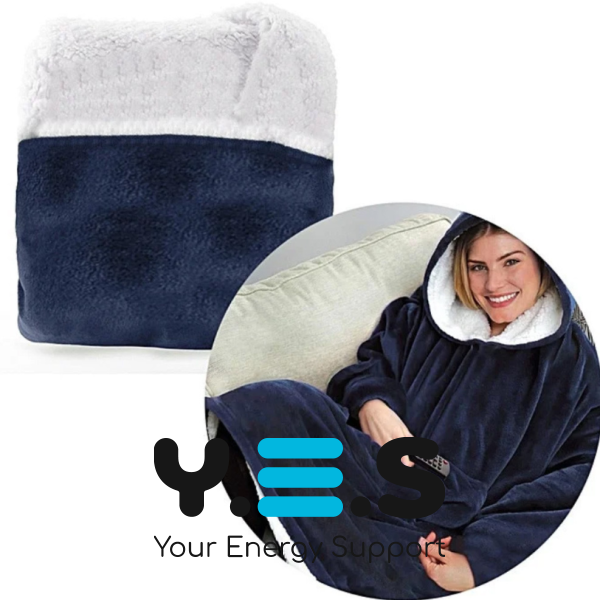 Двостороння худі-ковдра Huggle Hoodie Blanket з капюшоном, синя