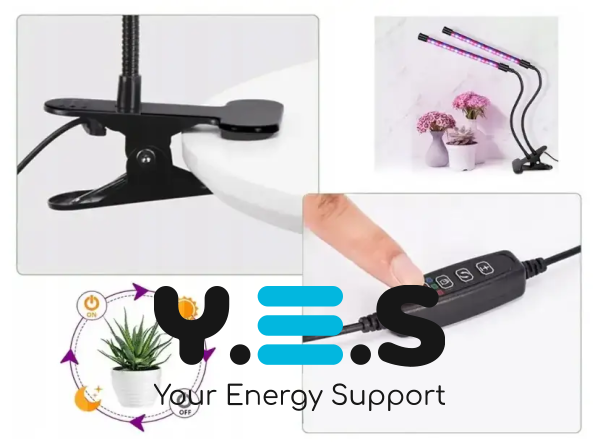 Подвійна гнучка фітолампа 30 Вт для рослин з таймером і регулюванням яскравості