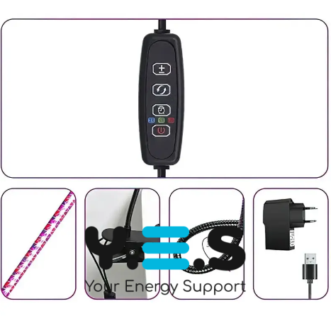 Одинарна гнучка фітолампа для рослин 15 Вт: таймер, регулювання яскравості
