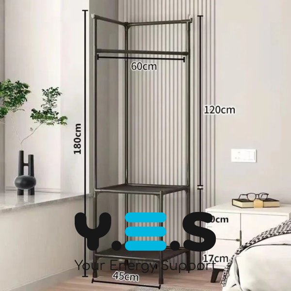 Кутова підлогова вішалка-стелаж Corner rack з поперечиною для вішалок у передпокій