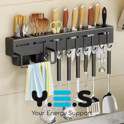 Настінний підвісний тримач-органайзер для ножів і кухонних аксесуарів, підставка для приладів