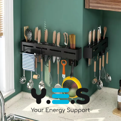 Настінний підвісний тримач-органайзер для ножів і кухонних аксесуарів, підставка для приладів
