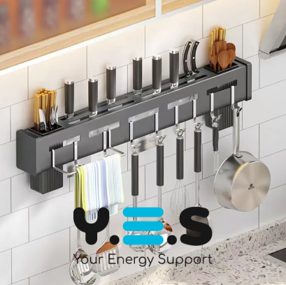 Настінний підвісний тримач-органайзер для ножів і кухонних аксесуарів, підставка для приладів