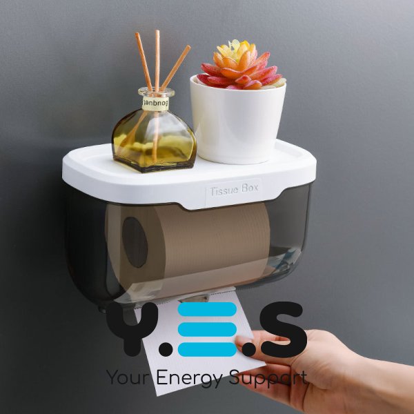 Водонепроникний пластиковий бокс-органайзер Tissue Box: тримач туалетного паперу/серветок з поличкою для ванної кімнати