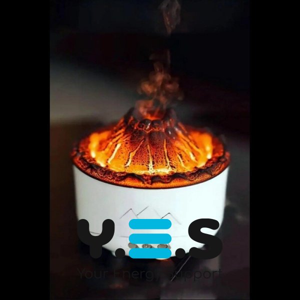 Ультразвуковий зволожувач-дифузор «Вулкан» з ефектом полум’я та підсвіткою, 360 мл