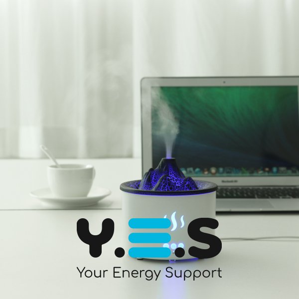 Ультразвуковий зволожувач-дифузор «Вулкан» з ефектом полум’я та підсвіткою, 360 мл