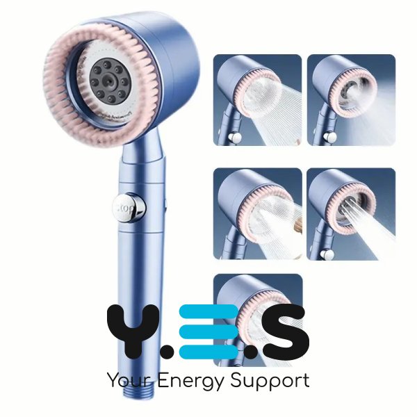 Душова лійка з фільтром і масажною щіткою, потужний напір води
