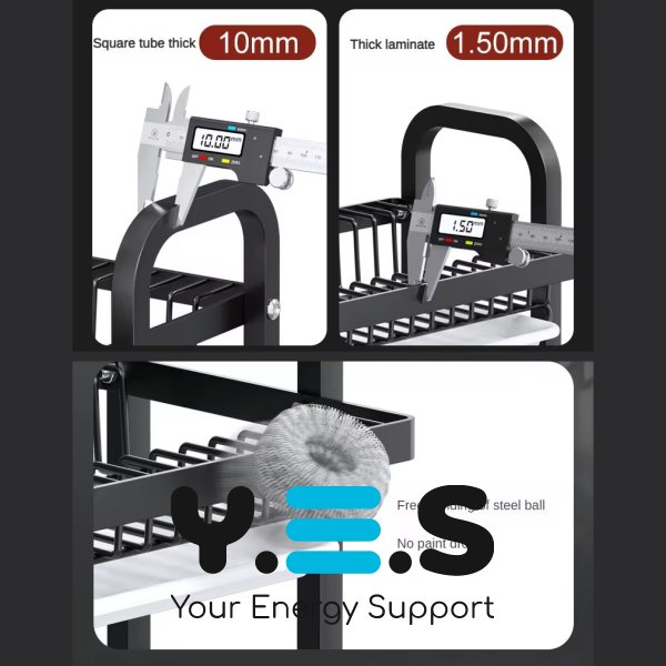 Двоярусна настільна металева сушарка для посуду LY-620 зі стійкою для зберігання