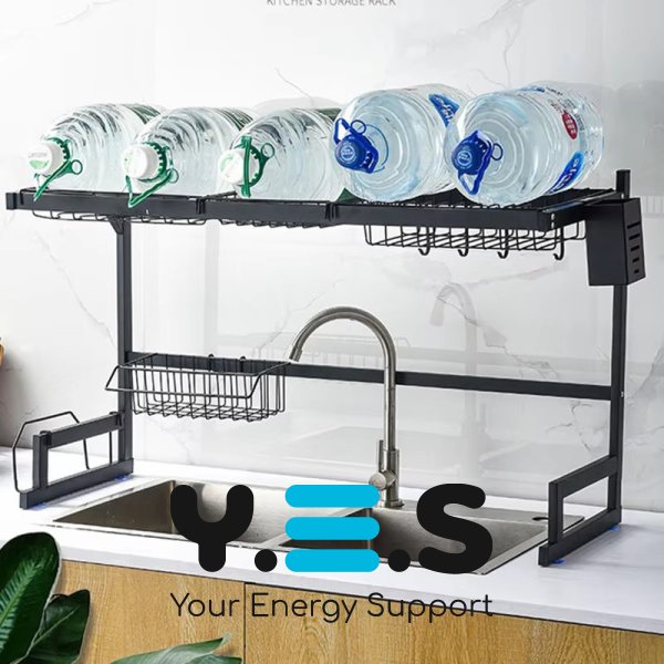 Дворівнева металева сушарка-органайзер над раковиною для посуду, нержавіюча сталь