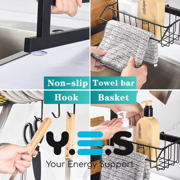 Дворівнева металева сушарка-органайзер над раковиною для посуду, нержавіюча сталь