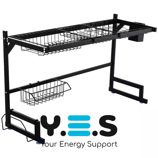 Дворівнева металева сушарка-органайзер над раковиною для посуду, нержавіюча сталь