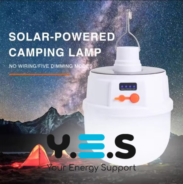 Аварійна акумуляторна лампа-світильник з гачком, сонячна зарядка, IP65 (2022)