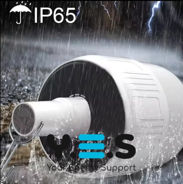 Аварійна акумуляторна лампа-світильник з гачком, сонячна зарядка, IP65 (2022)