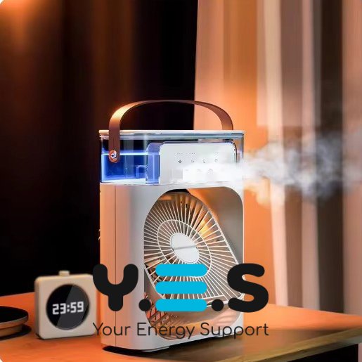 Настільний міні вентилятор-кондиціонер Air Cooler Fan зі зволожувачем і відсіком для льоду