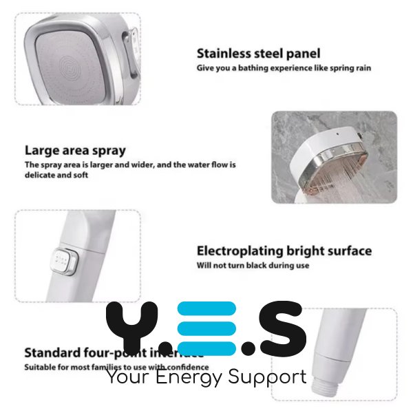 Насадка для душу Quadro: лійка високого тиску з фільтром, 4 режими, водозбереження