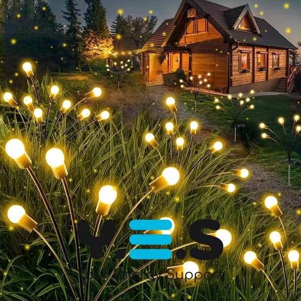 Садовий LED світильник «Світлячок» на сонячній батареї, 6 лампочок, вуличний ландшафтний