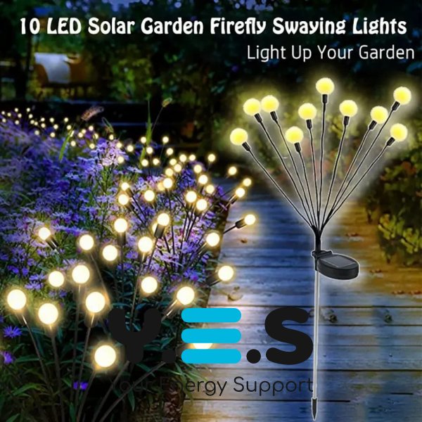 Садовий LED світильник «Світлячок» на сонячній батареї, 6 лампочок, вуличний ландшафтний