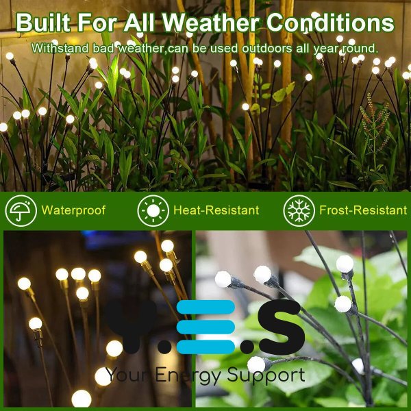 Садовий LED світильник «Світлячок» на сонячній батареї, 6 лампочок, вуличний ландшафтний