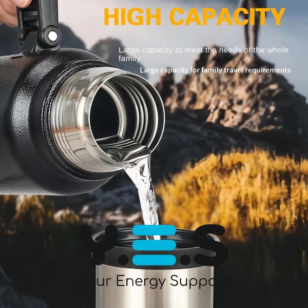 Туристичний термос Vacuum Flask 970 з чашкою, нержавіюча сталь, 1400 мл