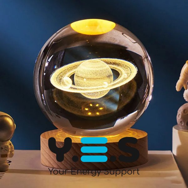 Декоративний 3D нічник-лампа «Галактика» кришталева куля 8 см, настільний світильник