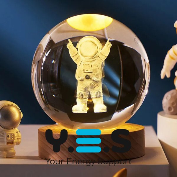 Декоративний 3D нічник-лампа «Галактика» кришталева куля 8 см, настільний світильник