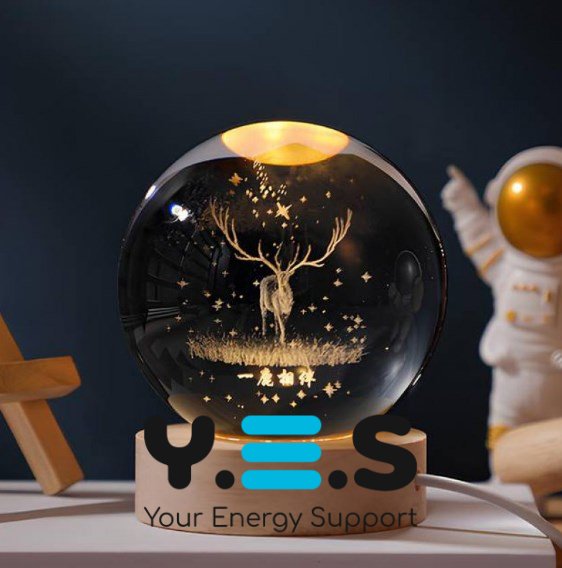 Декоративний 3D нічник-лампа «Галактика» кришталева куля 8 см, настільний світильник