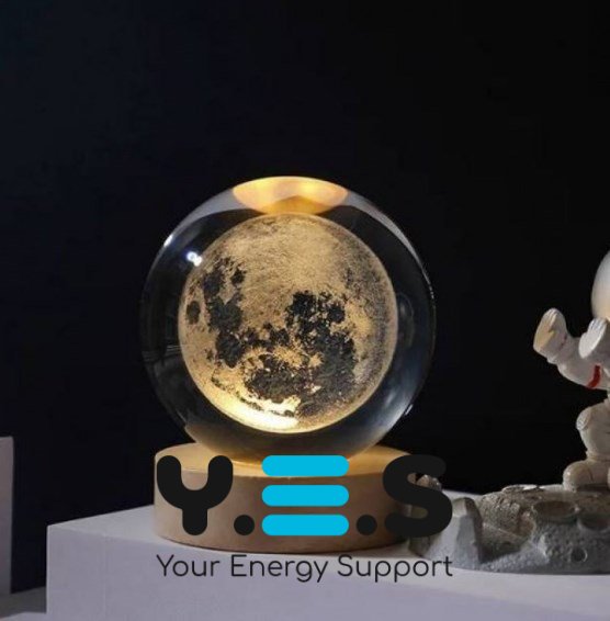 Декоративний 3D нічник-лампа «Галактика» кришталева куля 8 см, настільний світильник