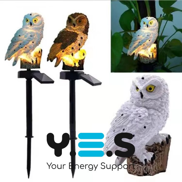 Садовий сонячний світильник-ліхтар «Сова» 45 см для газону, вуличний IP65