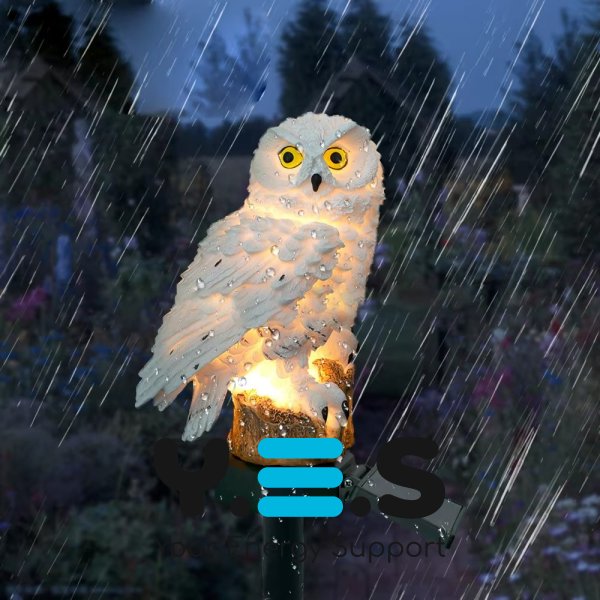 Садовий сонячний світильник-ліхтар «Сова» 45 см для газону, вуличний IP65