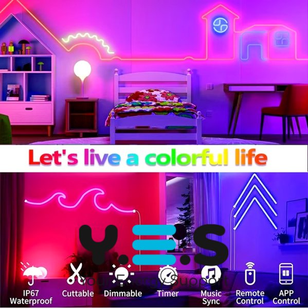 Гнучка неонова LED стрічка RGB 5 м з керуванням зі смартфона (Neon Strip)