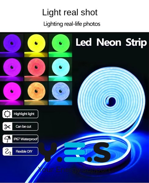 Гнучка неонова LED стрічка RGB 5 м з керуванням зі смартфона (Neon Strip)