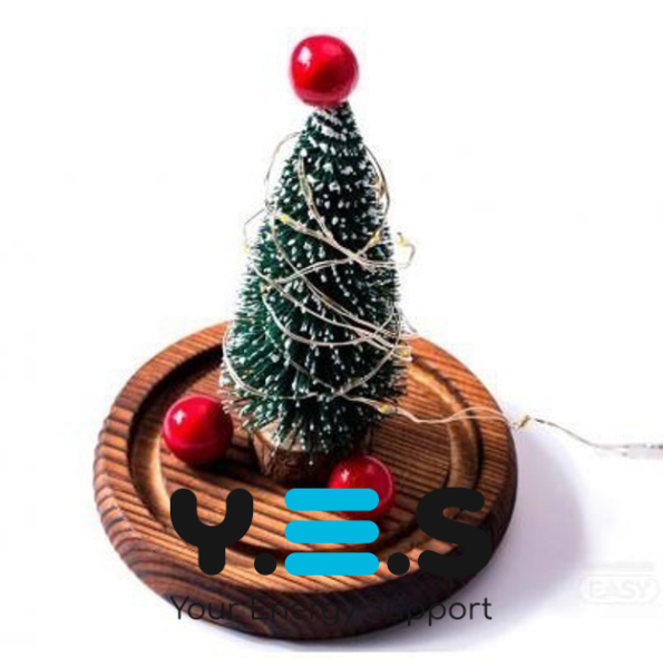 Декоративна новорічна ялинка в колбі з LED-підсвічуванням і гірляндою — різдвяний нічник