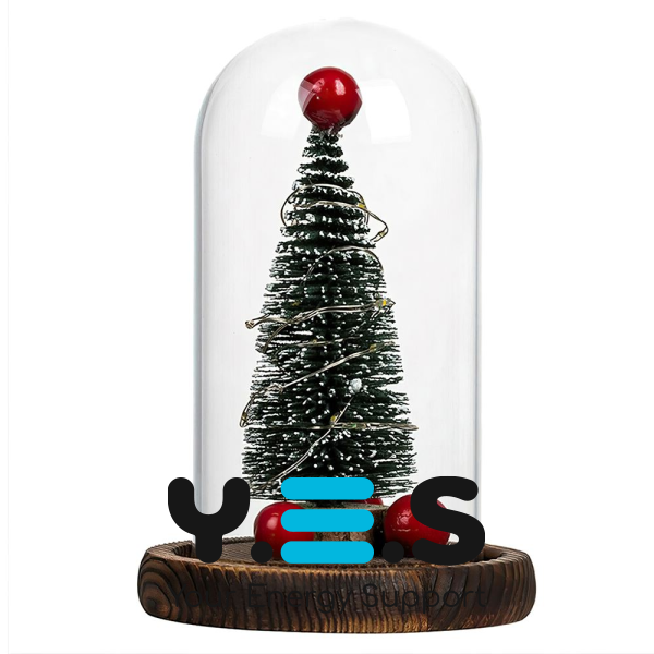 Декоративна новорічна ялинка в колбі з LED-підсвічуванням і гірляндою — різдвяний нічник