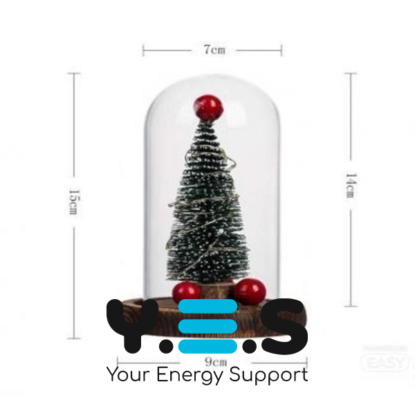 Декоративна новорічна ялинка в колбі з LED-підсвічуванням і гірляндою — різдвяний нічник