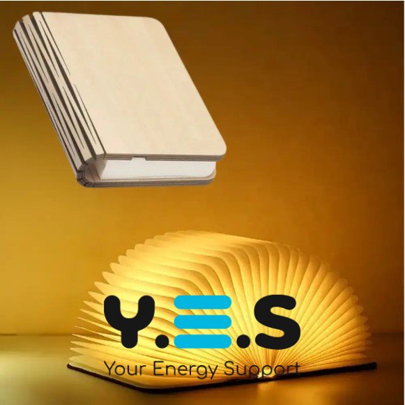 Складана LED лампа-книга з акумулятором 14,5×10,5×2,5 см, нічник зі змінною яскравістю