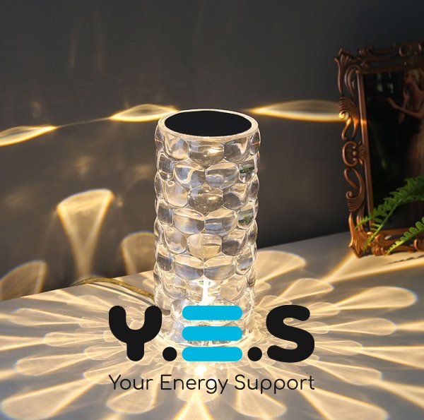 Настільна лампа-нічник Crystal Diamond RGB, кришталевий акумуляторний світильник, 16 кольорів