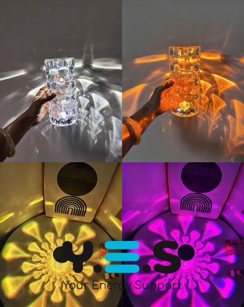 Настільна лампа-нічник Crystal Diamond RGB, кришталевий акумуляторний світильник, 16 кольорів