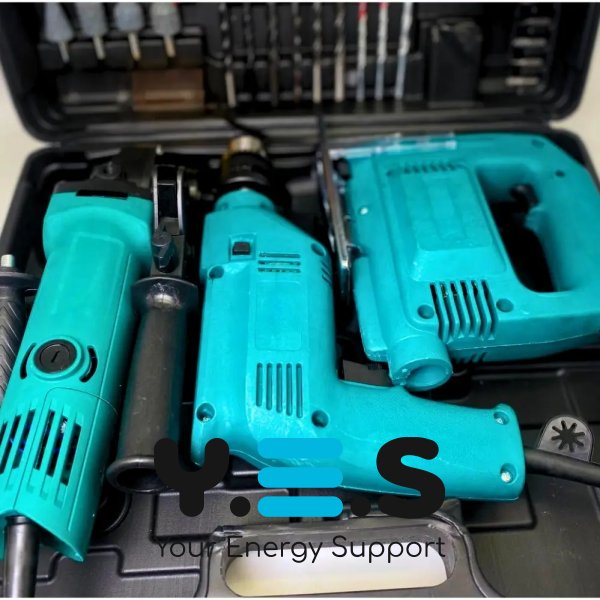 Універсальний набір електроінструментів 3-в-1: болгарка, лобзик, ударний дриль у кейсі