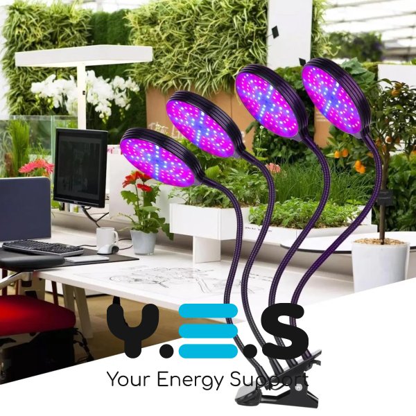 Фітолампа LED для рослин: кругла, 4 головки, таймер і регулювання яскравості