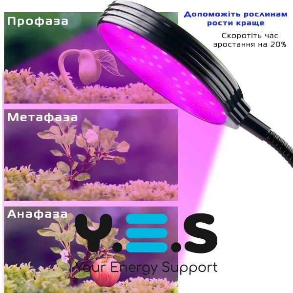 Фітолампа LED для рослин: кругла, 4 головки, таймер і регулювання яскравості