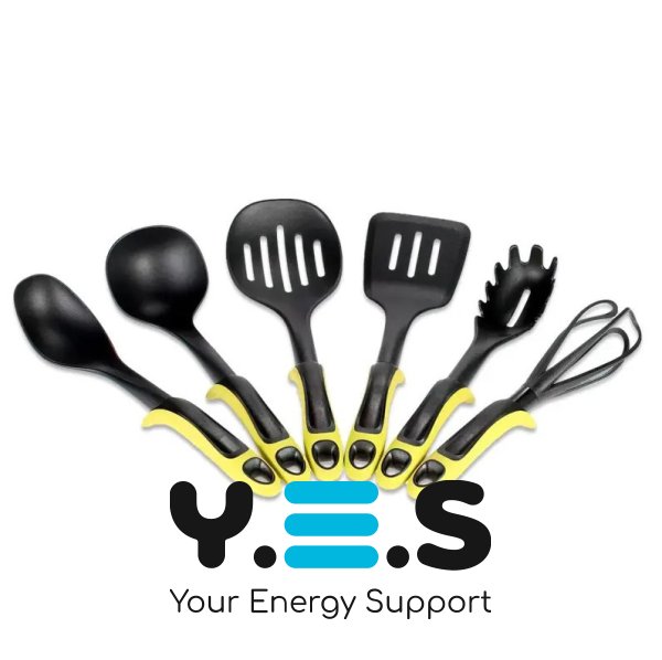 Набір силіконового кухонного приладдя на підставці, 7 предметів для антипригарного посуду