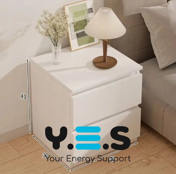 Приліжкова тумбочка STL-MD 78, компактна біла тумба з шухлядами для спальні