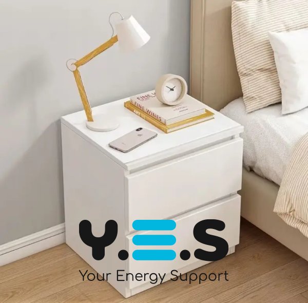 Приліжкова тумбочка STL-MD 78, компактна біла тумба з шухлядами для спальні