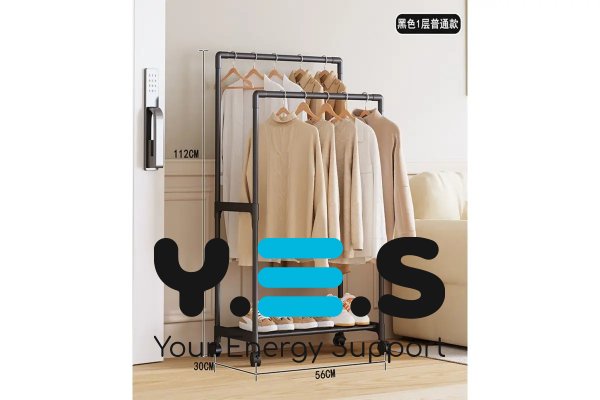 Пересувна стійка-вішалка на коліщатках для одягу й взуття з полицею (YH9918-1)